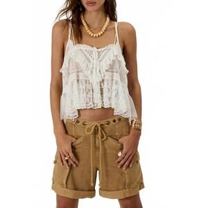NEW FREE PEOPLE frankie washed shorts in beige